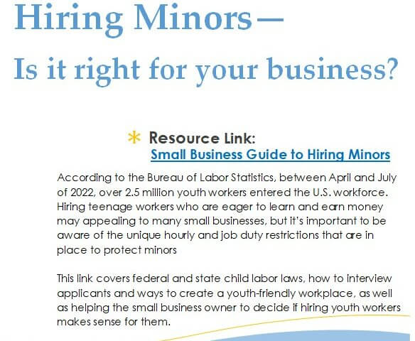 Small Business Guide to Hiring Minors